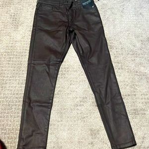 Fake leather with shine brown skinny